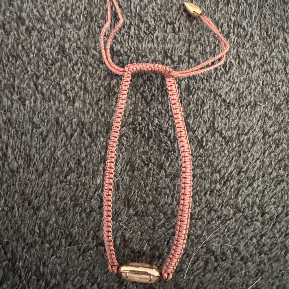 Kendra Scott Rose Gold Adjustable Bracelet with Sand Wood Stone
